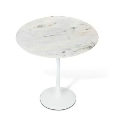 Mesa Lateral Tulipa Redonda 51Cm Mármore Branco