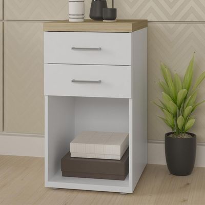 Kit 02 Gaveteiros Para Escritório Home Office 2 Gavetas Orly A02 Olmo Branco - Lyam Decor