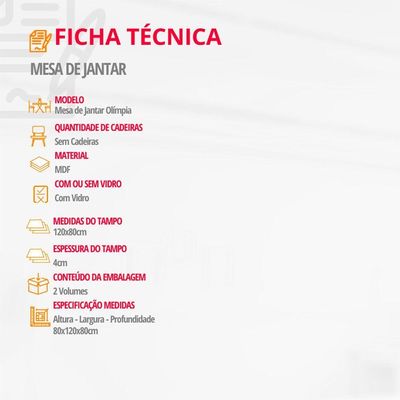 Mesa Para Sala De Jantar Olimpia 120cm Em Mdf E Vidro Off White Imbuia Ripado