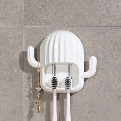Porta Escova De Dente De Parede Cacto Branco