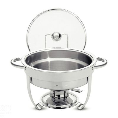 Rechaud Tramontina Redondo Em Aço Inox Banho Maria Com Suporte Para Tampa E Fogareiro 4,3 L Tramontina