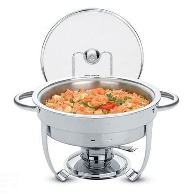 Rechaud Tramontina Redondo Em Aço Inox Banho Maria Com Suporte Para Tampa E Fogareiro 4,3 L Tramontina