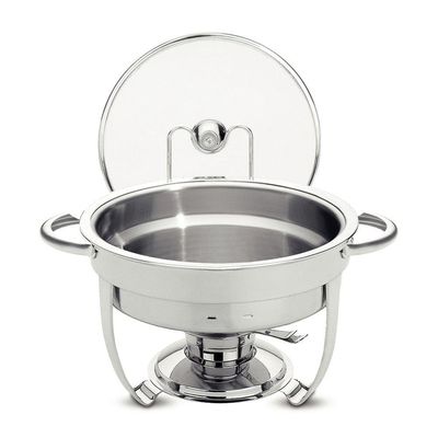 Rechaud Tramontina Redondo Em Aço Inox Banho Maria Com Suporte Para Tampa E Fogareiro 4,3 L Tramontina
