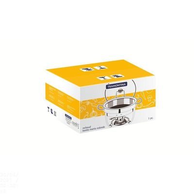 Rechaud Tramontina Redondo Em Aço Inox Banho Maria Com Suporte Para Tampa E Fogareiro 4,3 L Tramontina