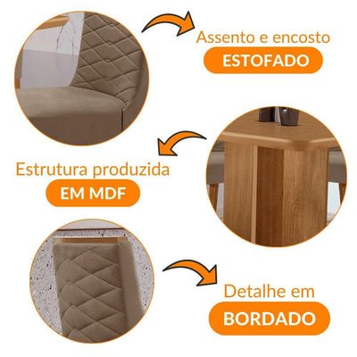 Mesa Olimpia 90 Mdf Com 4 Cadeiras Safira Linho Grafite Naturalle