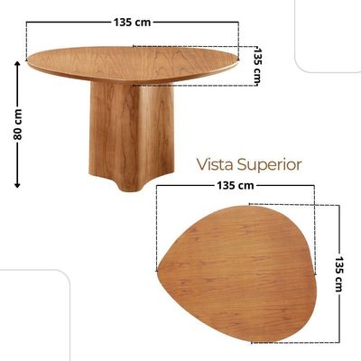 Mesa 135cm Laminado Com 4 Cadeiras Noronha Moderna Linho Off White Imbuia Naturale
