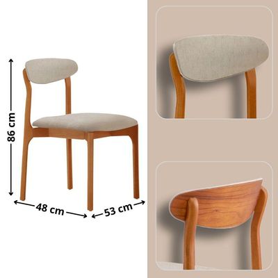 Mesa 135cm Laminado Com 4 Cadeiras Noronha Moderna Linho Off White Imbuia Naturale