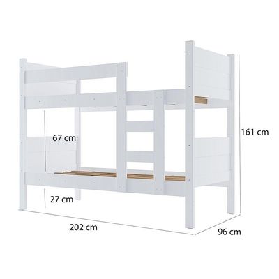 Beliche 100% Mdf Fortaleza - Duas Camas Solteiro Compacta E Moderna Branco Com 2 Colchões