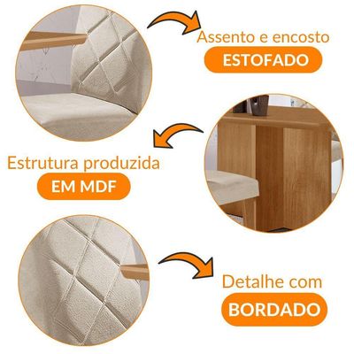 Mesa Olimpia 120 Mdf Com 4 Cadeiras Melissa Veludo Creme Naturalle