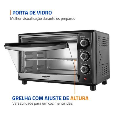 Forno Elétrico Mondial Family II Preto/Inox 1600W 42L FRN-42-B 110V