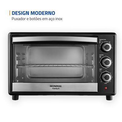 Forno Elétrico Mondial Family II Preto/Inox 1600W 42L FRN-42-B 110V