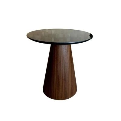 Mesa Cone Lateral Base Imbuia Rajado Tampo 51 Cm Laca Preta Marrom Preta