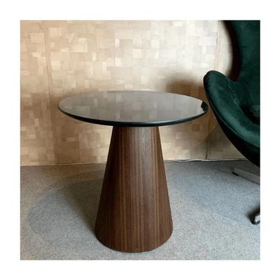 Mesa Cone Lateral Base Imbuia Rajado Tampo 51 Cm Laca Preta Marrom Preta
