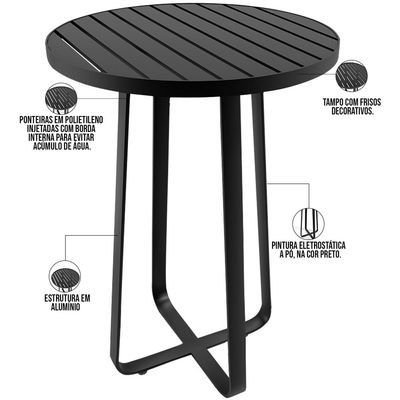 Kit Mesa Bistrô Maya Com 03 Banquetas Área Gourmet Bar Corda Náutica Sunset D04 Preto - Lyam Decor