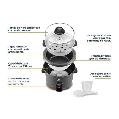 Panela Elétrica Multifuncional Britânia 7 Xícaras 500W BPA07 220V