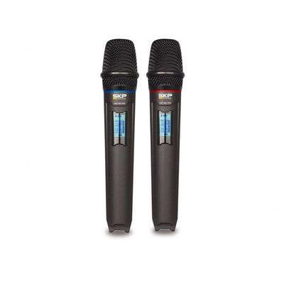 Microfone Uhf-600 Duplo De Mão Multifrequência Sem Fio Sauhf600pro
