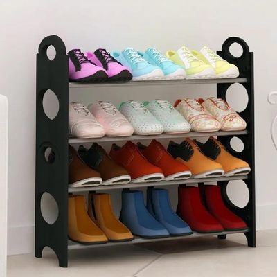 Sapateira 12 Pares Grande Ampliavel Empilhavel Estante Desmontavel 4 Prateleiras Em Aluminio