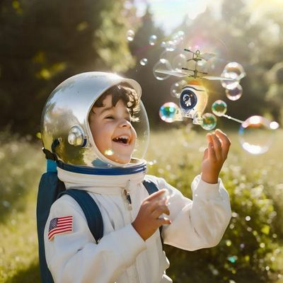 Foguete Infantil Com Sensor Luz Mini Recarregável Brinquedo