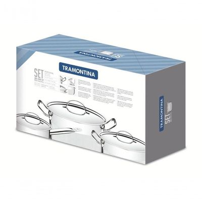 Jogo De Panelas Tramontina Professional Em Aço Inox 5 Peças