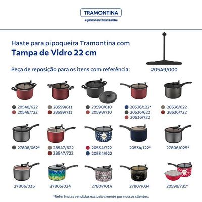 Haste Pipoqueira Tramontina Com Tampa De Vidro 22cm