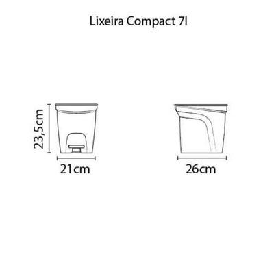 Lixeira Tramontina Compact Pedal Branco E Haste Em Aço Galvanizado 7 L