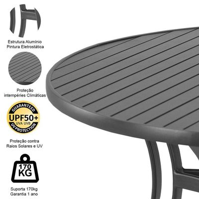 Mesa Em Alumínio Com Tampo Ripado De 150 Cm Preto