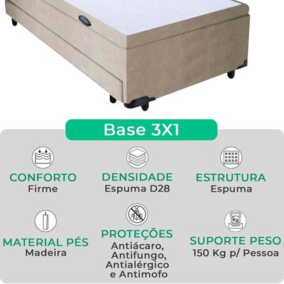 Bicama Box Baú Com Cama Auxiliar Solteiro 78x188x44 Bege