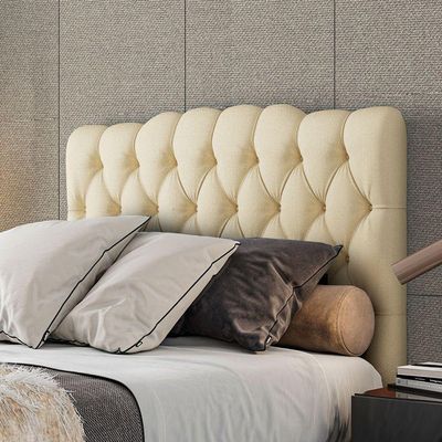 Cabeceira Estofada Casal 140 Cm Prisma Linho Creme