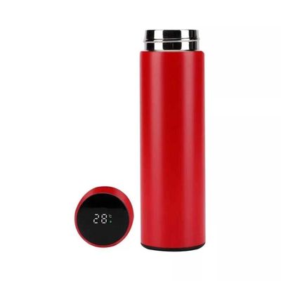 Garrafa Termica 480ml Display Inox Lcd Termometro Copo Termico Medidor Temperatura Vermelho Luxo
