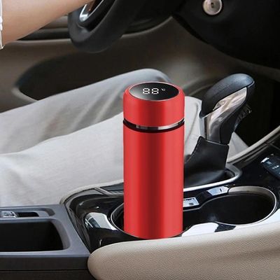 Garrafa Termica 480ml Display Inox Lcd Termometro Copo Termico Medidor Temperatura Vermelho Luxo