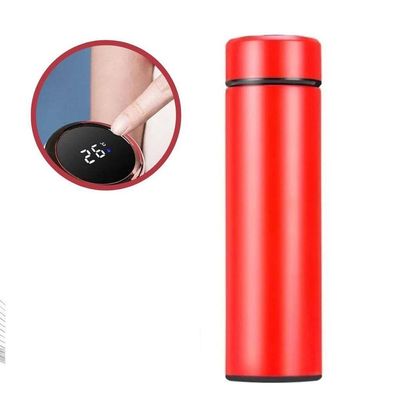 Garrafa Termica 480ml Display Inox Lcd Termometro Copo Termico Medidor Temperatura Vermelho Luxo