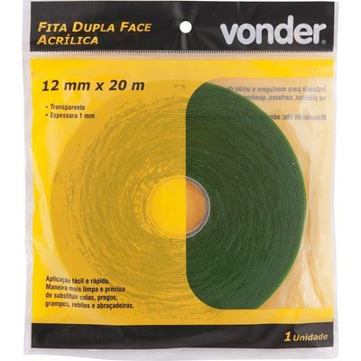 Fita Dupla Face Acrílica 12mmx20m Incolor Vonder