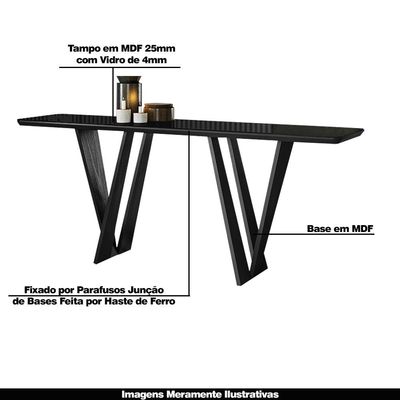 Aparador Decorativo 180cm Shuri Preto/Ébano - Gran Belo