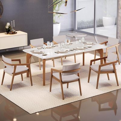 Kit 05 Cadeiras Para Sala de Jantar Estar Living Giorgia B04 Linho Bege - Lyam Decor