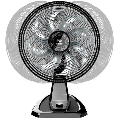 VENTILADOR WAP FLOW TURBO DE MESA E PAREDE 2 EM 1 COM 8 PÁS PRETO 50CM 220V FW009219