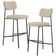 Kit 02 Banquetas Alta Bar Cozinha Sala De Jantar Preto Melina L02 Linho Bege Escuro - Lyam Decor