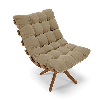 Poltrona Giratória Costela Suede Marrom Rato Base de Madeira MA30 M11 - D'Rossi