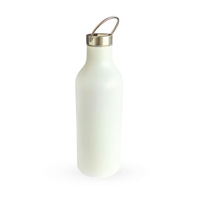 Garrafa Térmica 500ml Aço Inoxidável Parede Dupla Modelo Esporte com alça Conserva Quente e Frio Branco