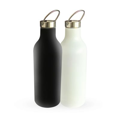 Garrafa Térmica 500ml Aço Inoxidável Parede Dupla Modelo Esporte com alça Conserva Quente e Frio Branco
