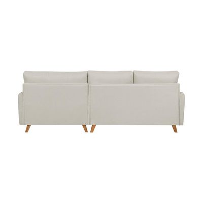 Sofá 5 Lugares Geribá com Chaise Direito Linho Bege e Caramelo
