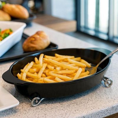 Saladeira Travessa de Plástico Oval Preta 800ml Tigela Servir Coza Uno Cozinhas Restaurantes