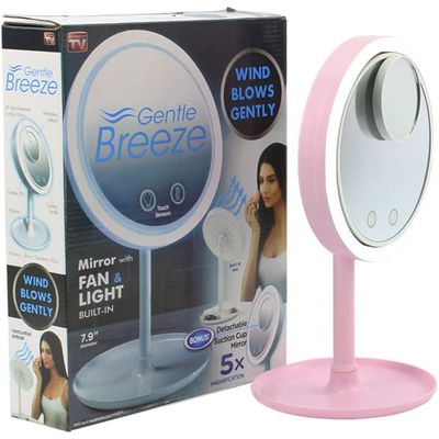 Espelho Luz Led Iluminador Mesa Maquiagem Portátil - USB (Rosa)