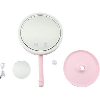 Espelho Luz Led Iluminador Mesa Maquiagem Portátil - USB (Rosa)