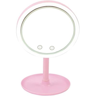 Espelho Luz Led Iluminador Mesa Maquiagem Portátil - USB (Rosa)