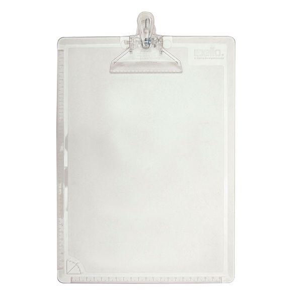Prancheta Dello Ofício Acrílico Cristal com Prendedor de Plástico 24x34cm Prancheta Dello Ofício Acrílico Cristal com Prendedor de Plástico 24x34cm