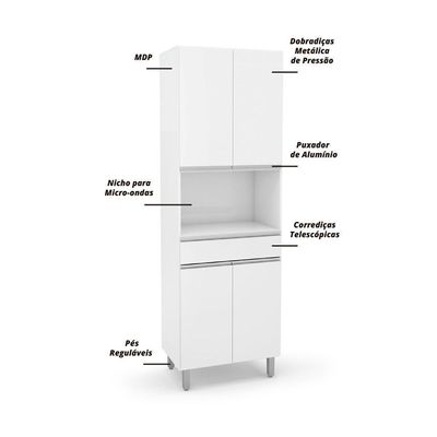 Paneleiro Duplo Nicho Para Micro-ondas Top Class Branco