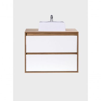 Gabinete Para Banheiro Com Cuba E Espelho Redondo 80cm Mdf Freijo Dubai - On Móveis