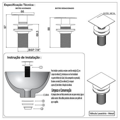 Válvula Click Inteligente Ralo Para Pia Cuba De Banheiro Preto Black Fosco Luxo Lavabo