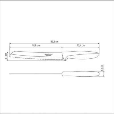 Faca Para Pão Tramontina Plenus 8" Inox Polipropileno Cinza