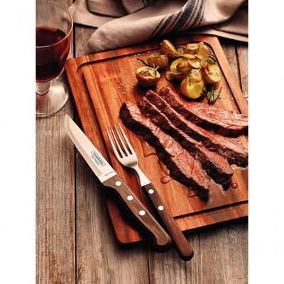 Jogo De Churrasco Jumbo Em Inox Tramontina Polywood Castanho 12 Peças